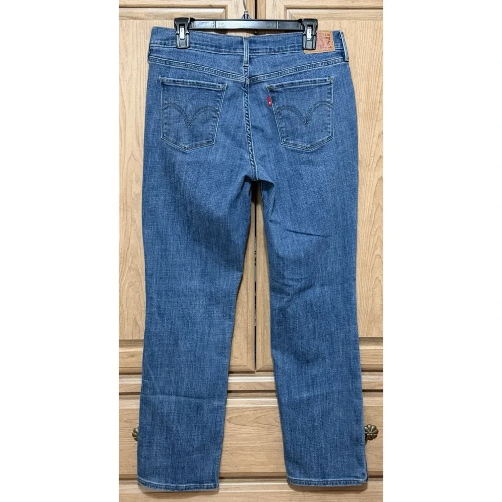 LEVI'S 505 Straight Leg JEANS Women's Size 10 Blue Denim Floral Embroidery 30x32